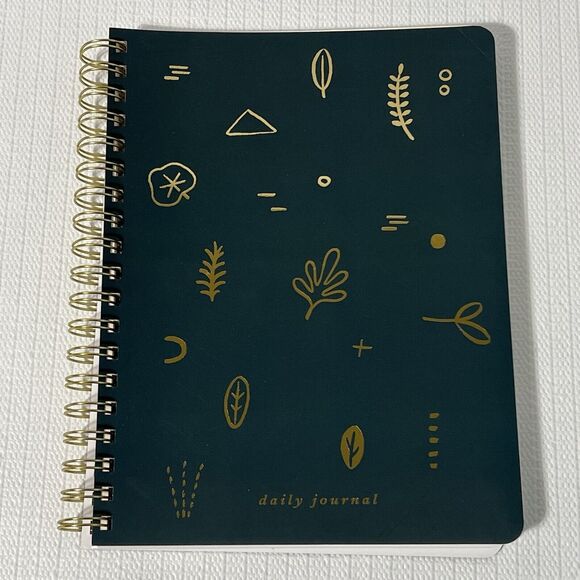 Fringe LEAF Hardcover Spiral Notebook Daily Journal 192 Pages Green Gold Lined - Picture 14 of 16